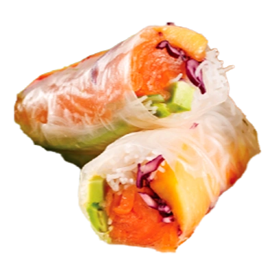 Rouleau de printemps saumon et crevette